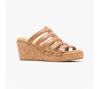 (Brown, 5 (Adults')) Hush Puppies Willow Slide Leather Women's Tan Wedges