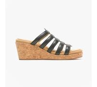 Hush Puppies Womens Willow Slide Ladies Heeled Sandals - Black Leather/Textile - Size UK 3