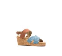 Hush Puppies Womens Willow X Band Ladies Heeled Sandals - Blue Leather/Textile - Size UK 8