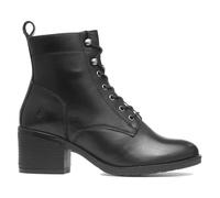 Hush Puppies Womens Black Boots Leather Block Heel Lace Up Zip Warm Lined SIZE