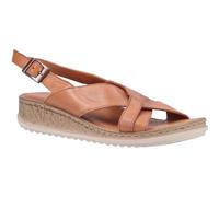Hush Puppies Womens Elena Cross Over Wedge Sandals - Brown Leather - Size UK 8