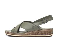Hush Puppies Ladies Elena Cross Over Wedge Sandal, Olive, 8