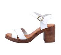 Hush Puppies Georgia White Womens Heeled Sandals 31949-58346 in a Plain Leather in Size 3