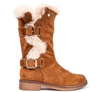 Hush Puppies Megan Tan Ladies Mid Boot Suede Leather+Fur