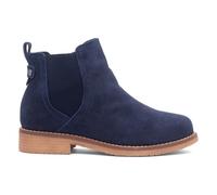 Hush Puppies Womens Navy Ankle Boots Leather Textile Wide Fit Zip Faux Fur SIZE