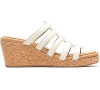 Hush Puppies Womens Willow Slide Ladies Heeled Sandals - White Leather/Textile - Size UK 7