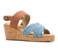 Hush Puppies Womens Willow X Band Ladies Heeled Sandals - Blue Leather/Textile - Size UK 8