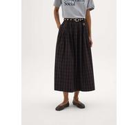 HUSH Pure Cotton Checked Midi A-Line Skirt Brown Mix