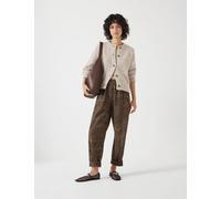 HUSH Pure Cotton Leopard Print Barrel Leg Trousers Brown Mix