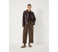HUSH Pure Cotton Leopard Print Barrel Leg Trousers Brown Mix