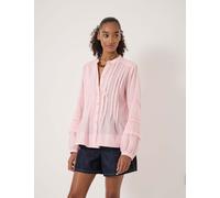 HUSH Pure Cotton Pintuck Detail Blouse Light Pink
