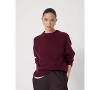 HUSH Pure Merino Wool Crew Neck Relaxed Jumper Burgundy