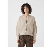 HUSH Ribbed Button Front Cardigan with Wool Oatmeal