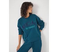 Hush Women's Cotton Rich Slogan Graphic Sweatshirt - S-M - Teal Mix, Teal Mix