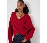 HUSH Wool Blend Ribbed Cross Front Jumper Red