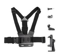 HUSHAX Chest Mount Harness Chesty Strap,Action Camera Adjustable Chest Strap Harness Mount,Elastic Chest,Chest Strap+j-Shaped Seat+Adapter+Screw+Flat Clip, Suitable For All Sports Cameras