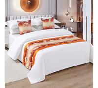 HUSHDML Bed Runner Gradient colour Bedspread Scarf Hotel bed Runners Soft Bed Flag for living room, bedroom, home decoration(A,Cushion cover*1)