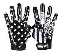 Hushe' American Flag Football Gloves Silicone Grip Youth Football Receiver Gloves USA Flag Football Receiver Gloves Adult Football Receiving Gloves Football Gloves Men Youth & Adult.