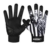 Hushe' Batting Gloves - American Flag Softball & Baseball Gloves for Youth & Adults (Black Eagle, Youth X-Large)