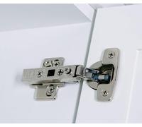 Hushed Hardware Soft Close Cabinet Hinge Set. 4 Frameless Full Overlay Cabinet Hinges for Kitchen Cabinets with Adjustable Closing Speeds.