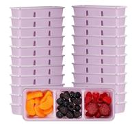 Hushee 10 Pack 17 oz Small Meal Prep Containers with 3 Compartments Snack Containers with Lid Disposable Plastic Bento Box Travel Lunch Food Boxes Stackable for Office Picnic (Purple)