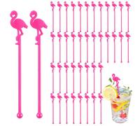 Hushee 100 Pcs Flamingo Swizzle Sticks 6 Inch Fun Cocktail Stir Sticks Reusable Flamingo Food Picks Stirrers Drink Cocktail Shaker for Juices Milk Beverages Coffee Chocolate Party Decoration