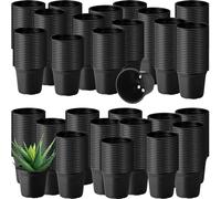 Hushee 1500 Pcs 6 Inch Plastic Seedling Pots With Drainage Holes - Plant Nursery Planters for Seed Starting, Indoor Outdoor Flower Transplanting (Black)