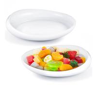 Hushee 2 Pcs Adaptive Scoop Plates 8 Inches Scooped Dish Suction Bowls with Silicone Anti-Slip Rubber Ring Eating Utensils for Elderly Disabled Handicapped from Parkinsons Dementia Stroke