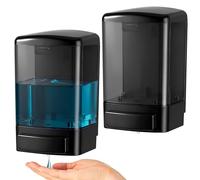 Hushee 2 Pcs Plastic Wall Mounted Soap Dispenser Commercial Manual Soap Containers Wall Dispenser for Kitchen Shower Hotel Liquid Shampoo Gel Chamber (33.8 oz 1000 ml,All Black)