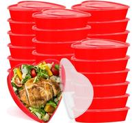 Hushee 24 Pcs Mother's Day Mom Gift Heart Containers Plastic Food Storage Containers with Lids Heart Shaped Box Disposable Dessert Lunch Box for Restaurant Fruit Vegetable, 16.9 Oz/ 500 ml