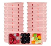 Hushee 25 Pack 17 oz Small Meal Prep Containers with 3 Compartments Snack Containers with Lid Disposable Plastic Bento Box Travel Lunch Food Boxes Stackable for Office Picnic (Pink)