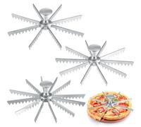 Hushee 3 Pcs Pie and Cake Marker Aluminum Alloy Guideline and Portion Divider Cake Cutter 8, 10, 12 cut Silver Pie Slice Cutter Baking Tools Kitchen Accessories Cook Supplies for Cheesecake Pizza
