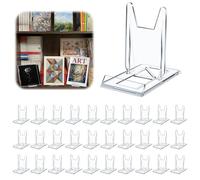 Hushee 30 Pack Acrylic Book Stand for Display Adjustable Clear Book Display Holder Easel Rack Stand for Home Office Back to School Library Bookshelf Comic Album CD Magazine Postcard Artworks