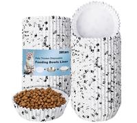 Hushee 300 Pcs Pet Disposable Feeding Bowls Liner Bulk Cat Food Bowls Small Paper Liner for Small Dogs Cats Dish Wet Food Feeding Station, 4 x 1.2 Inch (White,Paw)
