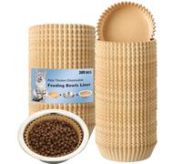 Hushee 300 Pcs Pet Disposable Feeding Bowls Liner Bulk Cat Food Bowls Small Paper Liner for Small Dogs Cats Dish Wet Food Feeding Station, 4 x 1.2 Inch(Khaki Brown)