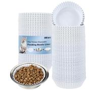 Hushee 300 Pcs Pet Disposable Feeding Bowls Liner Bulk Cat Food Bowls Small Paper Liner for Small Dogs Cats Dish Wet Food Feeding Station, 4 x 1.2 Inch(White)