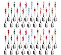 Hushee 36 Pcs 6 Inch Vintage Stainless Steel Tea Spoons with Ceramic Handle Chinese Floral Coffee Spoon Dessert Soup Spoons Sugar Spoon Reusable for Home Tableware Tea Party Supplies, DUN-HUSHEE-263
