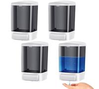Hushee 4 Pcs Plastic Wall Mounted Soap Dispenser 33.8 oz 1000 ml Commercial Manual Soap Dispenser Containers Hand Wash Soap Wall Dispenser for Kitchen Bathroom Shower Hotel Liquid Shampoo Gel Chamber