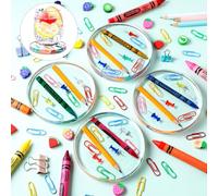 Hushee 4 Pcs Teacher Coasters Bulk Back to School Gifts for Teacher from Students Resin Pencil Crayon Coaster Reusable Waterproof for Preschool Kindergarten Coffee Table First Day of School Supplies