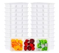 Hushee 5 Pack 17 oz Small Meal Prep Containers with 3 Compartments Snack Containers with Lid Disposable Plastic Bento Box Travel Lunch Food Boxes Stackable for Office Picnic (White)