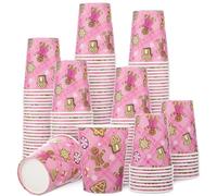Hushee 50 Pcs Pink Gingerbread Man Party 9 Oz Disposable Christmas Paper Cups Christmas Coffee Cups Drinkware for Drinking Tea Hot Cold Beverage Holiday Xmas Decoration Supplies
