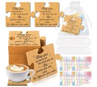 Hushee 50 Sets Employee Appreciation Gifts Bulk Team Work Thank You Coasters Includes Puzzle Shaped Coasters with Cards and Organza Bags for New Colleague Employee Coworkers Souvenirs Coffee Drinks