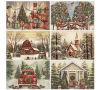 Hushee 6 Pcs Christmas Placemats 12" x 18" Washable Dining Table Mats Heat Resistant Xmas Place Mats Retro Santa Cardinal Nutcracker Printed for Kitchen Xmas Party Winter Home Decoration (Nutcracker)