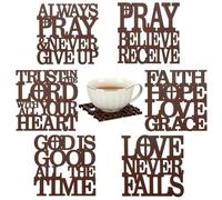 Hushee 6 Set Christian Coasters for Drinks with Bible Verses Wooden Drink Coasters Holiday Decorative Cup Mat for Coffee Table Home Tabletop Protection Christian Housewarming Gifts