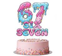 Hushee 67th Birthday Cake Topper Ice Cream 67 Happy Birthday Party Decorations Pink&blue Six Seven Cake Topper for Anniversary Party Decorations