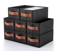 Hushee 8 Pack CD Storage Boxes, 11 x 5.9 x 3.2 Inch CD Case Holder Holds up to 120 Jewel Cases, Foldable Storage Cabinets with Handle, Media Organizer Drawer Baskets for Shelves