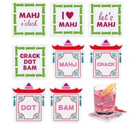 Hushee 8 Pack Mahjong Coasters, Colorful Mah Jong Gift for Mahj Cup, Drink, Table Game, 3.94 x 3.94 Inch (Chinoiserie)