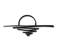 Hushee Small Sunrise Metal Wall Art Mid Century Boho Decor Sunshine Minimalist Design Modern Sunset Interior Art Sun Design Wall Art for Room Living Room Kitchen Bedroom, 16.93 x 7.09''(Black)