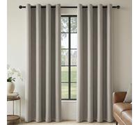 HushLoom Blackout Curtains, 100% Opaque, Linen Look, H 220 x W 140 cm, Taupe, Thermal Polyester Curtains with Eyelets, Set of 2 for Bedroom, Living Room