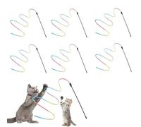 HUSHRICH 6Pcs Cat Wand Toy Set, Cat Toys for Indoor Cats Kitten - Cats Interactive Rainbow Wand Toy 60cm Reusable Kitten Ribbon 30cm Interactive Catts Teaser for Catts Training Playing